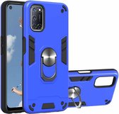 Voor OPPO A52 / A72 / A92 2 in 1 Armor Series PC + TPU beschermhoes met ringhouder (donkerblauw)