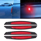 4 STKS Koolstofvezel Auto Auto Side Deur Edge Guard Bescherming Versieringen Reflecterende Stickers (rood)