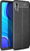Voor Geschikt voor Xiaomi Redmi 9A Litchi Texture TPU schokbestendig hoesje (zwart)
