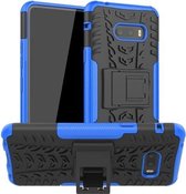 Voor LG V50S ThinQ 5G / G8X ThinQ Bandentextuur Schokbestendig TPU + PC beschermhoes met houder (blauw)