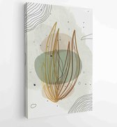 Botanical wall art vector set. Golden foliage line art drawing with watercolor 3 - Moderne schilderijen – Vertical – 1931500520 - 50*40 Vertical