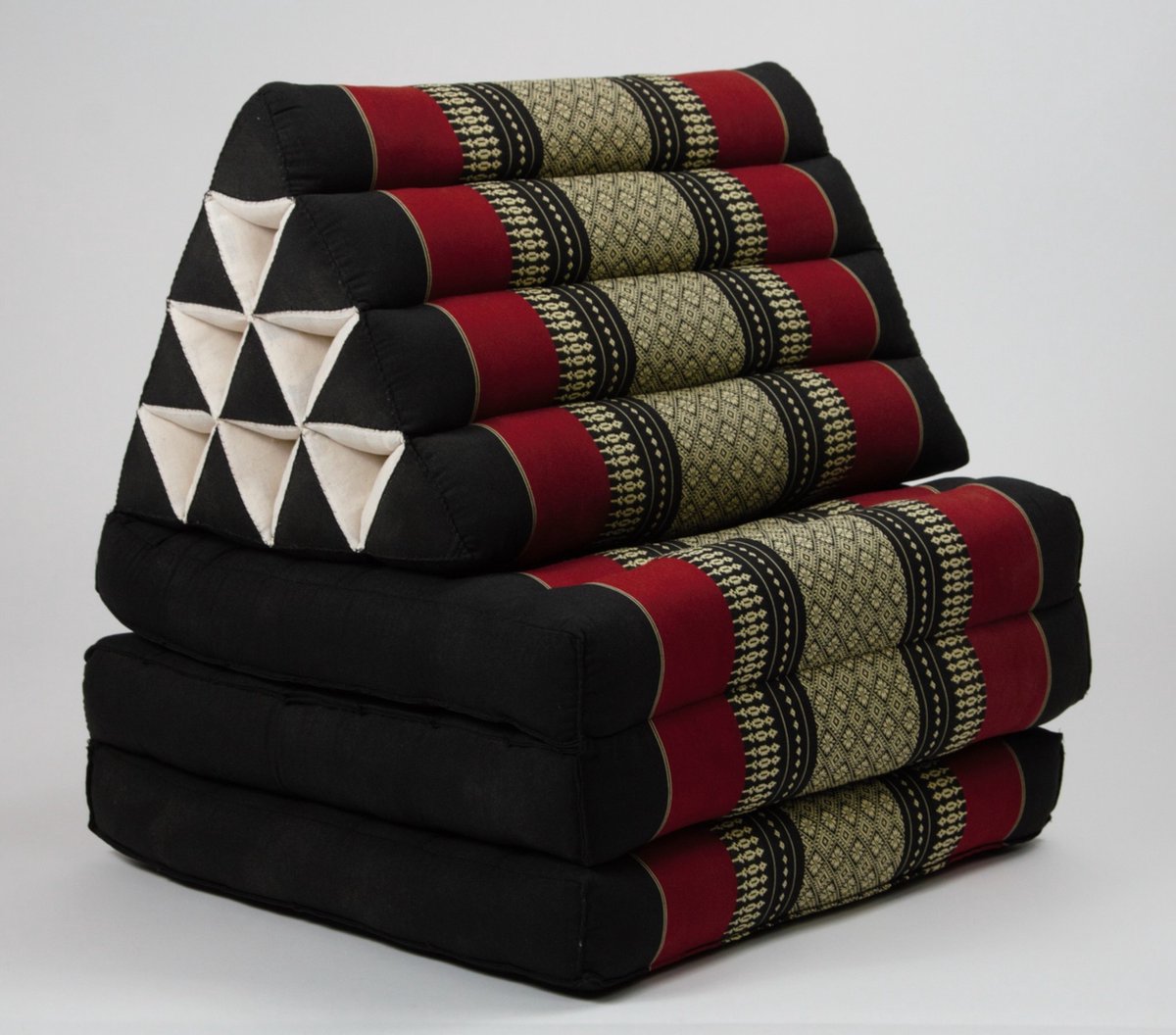 Fine Asianliving Thais Kussen Meditatie Driehoek Vloer Ligmat Yoga Uitklapbaar Kapok 50x175x8cm Rood Meditatie Mat Matras