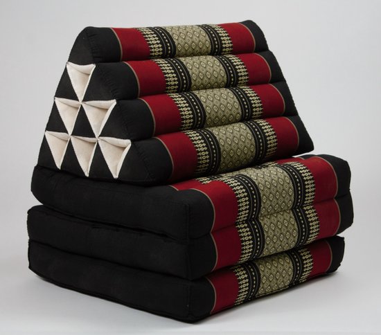 Fine Asianliving Thais Kussen Meditatiekussen Meditatie Mat Matras Fine Asianliving Thais Kussen Meditatie Driehoek Vloer Ligmat Yoga Uitklapbaar Kapok 54x180x6cm XL Bordeaux Oranje