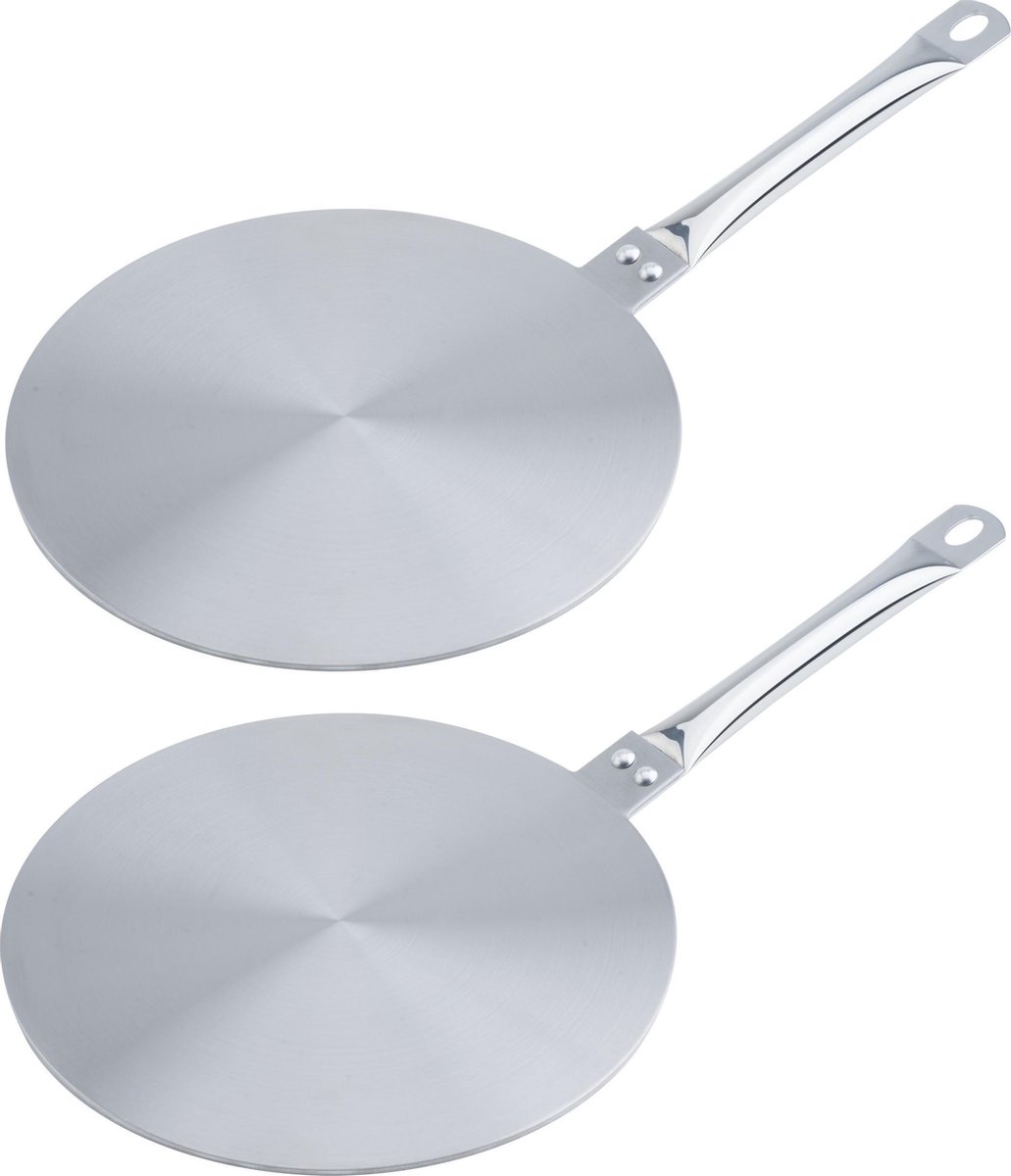 Set van 2x stuks RVS inductie adapterplaten 24 cm - Kookplaat beschermer/adapter