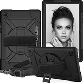 Voor Samsung Galaxy Tab A7 10.4 (2020) T500 / T505 Contrastkleur Robot Schokbestendig Siliconen + PC Beschermhoes met Houder (Zwart)