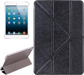 Transformers Style Silk Texture Horizontale Flip Effen Kleur Leren Case met Houder voor iPad mini 4 (Zwart)