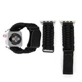 Magic Paste lederen paraplu touw nylon polshorloge band met en roestvrij stalen gesp voor Apple Watch Series 3 & 2 & 1 38 mm (zwart)
