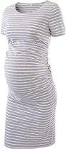 Zwangerschapsjurk met ronde hals en korte mouwen (kleur: lichtgrijs, maat: L)-Licht Grijs