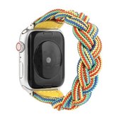 Elastische geweven horlogeband voor Apple Watch Series 6 & SE & 5 & 4 44 mm / 3 & 2 & 1 42 mm, lengte: 160 mm (geel groen oranje)