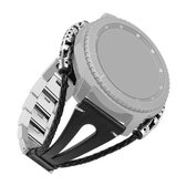 Voor Galaxy Watch / Gear S3 46 mm metalen geweven schapenvacht touw ketting lederen band horlogeband, stijl: A (zwart)