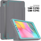 Voor Samsung Galaxy Tab A 8.0 (2019) T290 / T295 Acryl + TPU Horizontale Flip Smart Leather Case met Drie-vouwbare houder & Pen Slot & Wake-up / Slaapfunctie (Lichtblauw + Grijs)