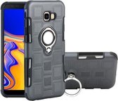 Voor Galaxy J4 Core 2 in 1 Cube PC + TPU beschermhoes met 360 graden draaien zilveren ringhouder (grijs)