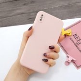 Voor iPhone X & XS Magic Cube Frosted Silicone Shockproof Full Coverage beschermhoes (roze)