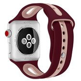 Voor Apple Watch Series 6 & SE & 5 & 4 44mm / 3 & 2 & 1 42mm Tweekleurige siliconen open horlogeband (rood + lichtroze)
