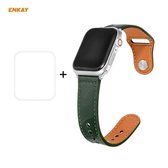Voor Apple Watch Series 6/5/4 / SE 40 mm Hat-Prince ENKAY 2-in-1 camouflagetextuur PU lederen horlogeband + 3D volledig scherm PET gebogen Hot Bending HD-schermbeschermfolie (groen)
