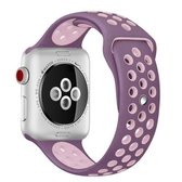 Voor Apple Watch Series 6 & SE & 5 & 4 44mm / 3 & 2 & 1 42mm Sport siliconen horlogeband standaardeditie (paars roze)