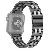 Voor Apple Watch 5 & 4 44 mm / 3 & 2 & 1 42 mm roestvrij staal + kunststof horlogebandje (zwart)