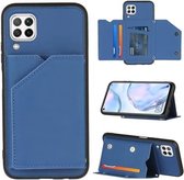 Voor Huawei P40 Lite & Nova 6 SE Skin Feel PU + TPU + PC Achterkant Schokbestendig hoesje met kaartsleuven & houder & fotolijst (koningsblauw)