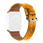 Vervangende lederen horlogebanden voor Apple Watch Series 6 & SE & 5 & 4 44 mm / 3 & 2 & 1 42 mm (geel)