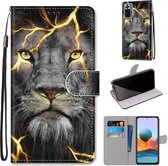 Voor Xiaomi Redmi Note 10 Pro Max / Note 10 Pro Gekleurde tekening Cross Texture Horizontale Flip PU lederen hoes met houder & kaartsleuven & portemonnee & lanyard (Fission Lion)