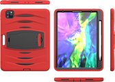 Voor iPad Pro 11 inch (2020) 3-laags kunststof + rubberen bescherming Defender-bescherming Schokbestendige, robuuste robuuste beschermhoes met houder en pensleuf (rood)