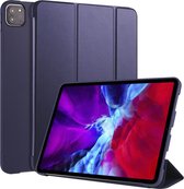 Voor iPad Pro 11 (2020) 3-voudig horizontaal Flip PU-leer + schokbestendige honingraat TPU-hoes met houder (donkerblauw)