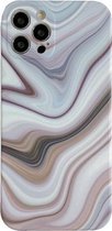 Marmeren patroon TPU beschermhoes voor iPhone 12 mini (bruine golven)