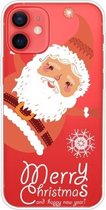 Trendy Cute Christmas Patterned Case Clear TPU Cover Phone Cases Voor iPhone 12 mini (Kerstman)