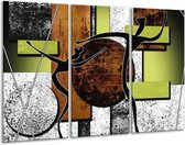 GroepArt - Schilderij -  Abstract - Bruin, Groen, Zwart - 120x80cm 3Luik - 6000+ Schilderijen 0p Canvas Art Collectie
