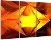 GroepArt - Schilderij -  Abstract - Geel, Oranje, Bruin - 120x80cm 3Luik - 6000+ Schilderijen 0p Canvas Art Collectie