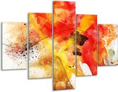 Peinture sur verre Abstrait | Rouge, jaune, blanc | 100x70cm 5Liège | Tirage photo sur verre | F003128