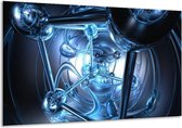 Peinture sur toile Abstrait | Bleu, blanc, noir | 120x70cm 1Hatch