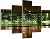 Glasschilderij -  Steden - Groen, Bruin - 100x70cm 5Luik - Geen Acrylglas Schilderij - GroepArt 6000+ Glasschilderijen Collectie - Wanddecoratie- Foto Op Glas