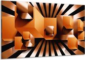 Glasschilderij Art - Oranje, Zwart, Wit - 120x70cm 1Luik - Foto Op Glas - Geen Acrylglas Schilderij - GroepArt 6000+ Glasschilderijen Art Collectie - Wanddecoratie - Woonkamer - Slaapkamer