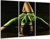 GroepArt - Schilderij -  Lichaam - Groen, Bruin, Zwart - 120x80cm 3Luik - 6000+ Schilderijen 0p Canvas Art Collectie