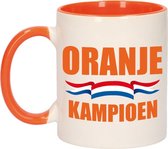 Oranje kampioen beker / mok wit en oranje - 300 ml - oranje supporter / fan