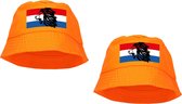 4x stuks oranje supporter vissershoedje - Nederlandse vlag en leeuw - Holland - EK / WK fans - Koningsdag