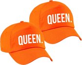 2x pièces casquette reine / casquette de baseball orange avec impression blanche pour filles - Holland / Fête du Roi - casquette de fête / casquette de déguisement