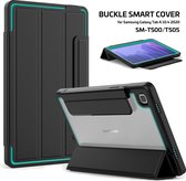 Étui pour Samsung Galaxy Tab A7 (2020) - Étui à livres à trois volets avec coque arrière transparente et porte-crayon - 10,4 pouces - Blauw clair / Zwart