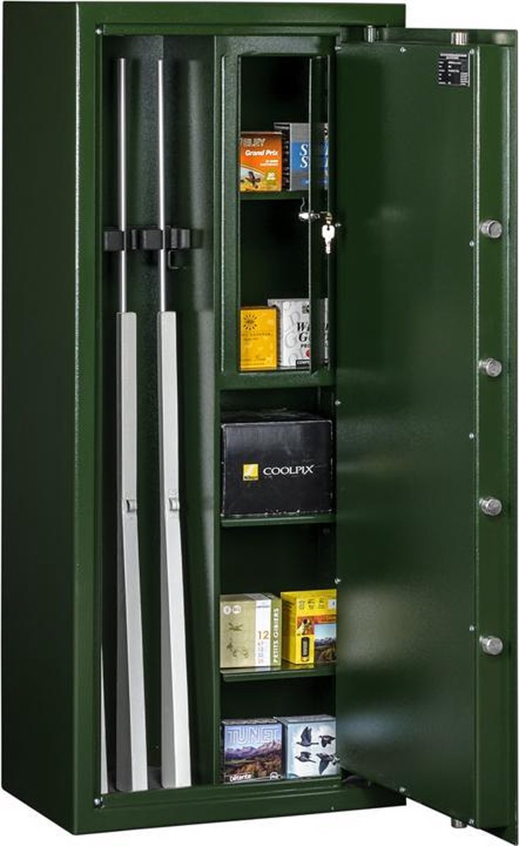 MustangSafes Wapenkluis MSG 2-05 S1 - 4 Wapenplaatsen - 124 cm Geweer lengte - Dubbelbaard Sleutelslot