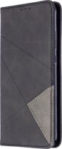 Huawei P40 Lite E Hoesje - Mobigear - Rhombus Slim Serie - Kunstlederen Bookcase - Zwart - Hoesje Geschikt Voor Huawei P40 Lite E