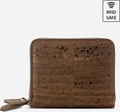 Corkor - RFID medium ziparound dames wallet - donker bruin kurk