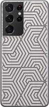 Samsung Galaxy S21 Ultra hoesje siliconen - Geometrisch - Soft Case Telefoonhoesje - Print / Illustratie - Grijs