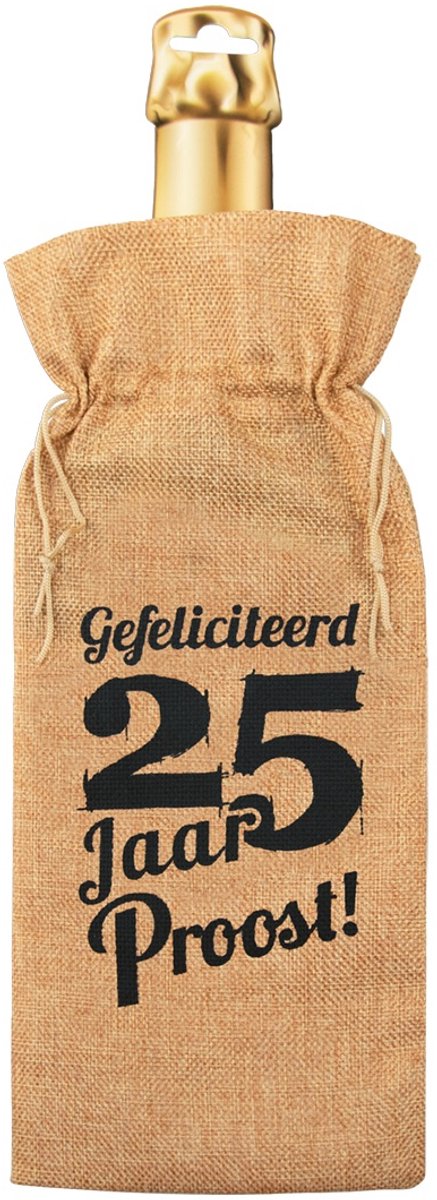 Cadeauverpakking - fles - 25 Jaar - Jute - 42 cm - Paper Dreams