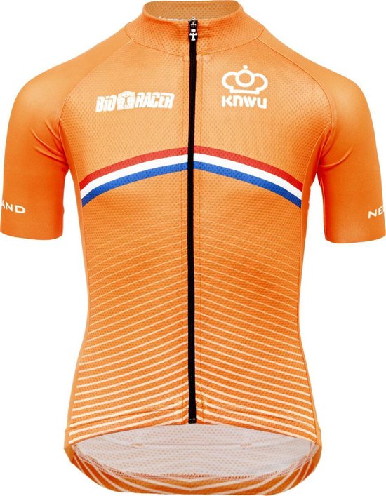 Bioracer - Official Team Nederland (2022) - Fietsshirt Kinderen - Oranje  152 | bol