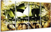 GroepArt - Glasschilderij - Sydney - Groen, Bruin, Zwart - 160x80cm 4Luik - Foto Op Glas - Geen Acrylglas Schilderij - 6000+ Glasschilderijen Collectie - Wanddecoratie
