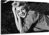 Schilderij Op Canvas - Groot -  Marilyn Monroe - Zwart, Grijs - 140x90cm 1Luik - GroepArt 6000+ Schilderijen Woonkamer - Schilderijhaakjes Gratis