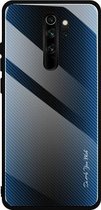 Voor Geschikt voor Xiaomi Redmi Note 8 Pro koolstofvezel textuur gradiÃ«ntkleur glazen behuizing (blauw)