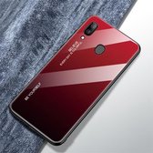 Voor Galaxy A30 Gradient Color Glass Case (Rood)