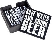 Onderzetters voor Glazen - 12cm - Bier - Beer - Vaderdag - Save water drink beer - Hout - 4 stuks